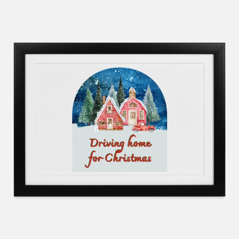 Rentrer à la maison pour Noël - Affiche encadrée (37 × 27 cm) - noir