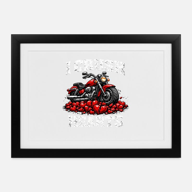 Am Valentinstag zerstöre ich Hearts Motorradfahrer - Gerahmtes Poster (37 × 27 cm) - Schwarz