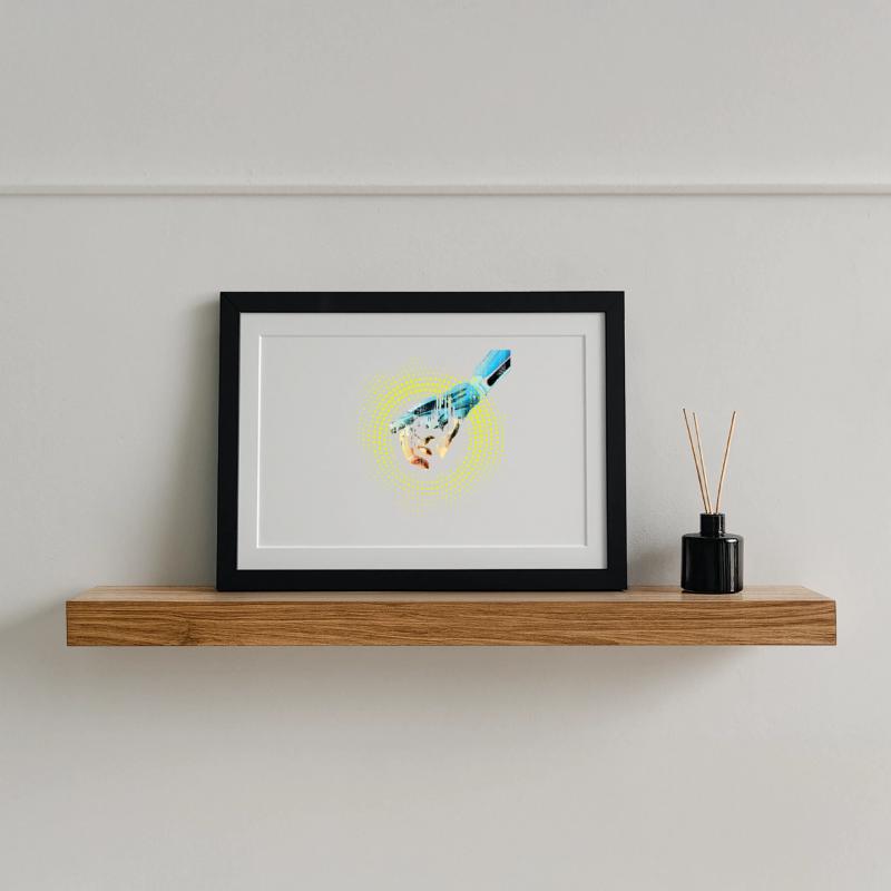 computer hand roboter KI digital cyborg code pc  Gerahmtes Poster (37 × 27 cm)