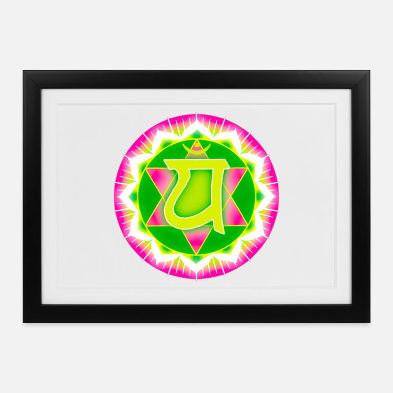 Chakra du cœur Anahata - Affiche encadrée (37 × 27 cm) - noir