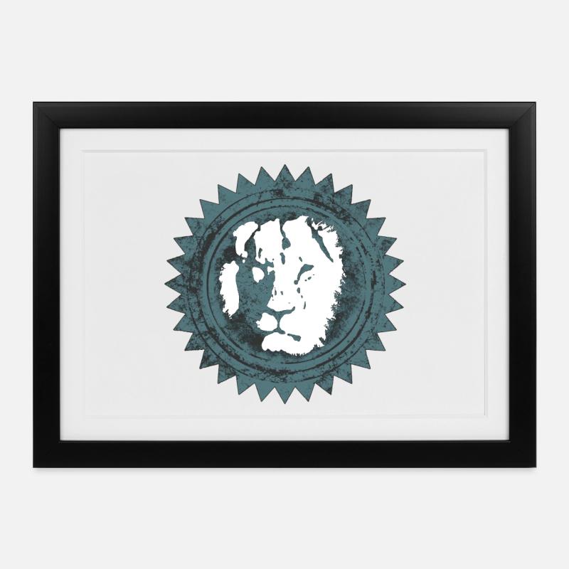 Lion's Head Reggae Design - Framed poster (37 × 27 cm) - black