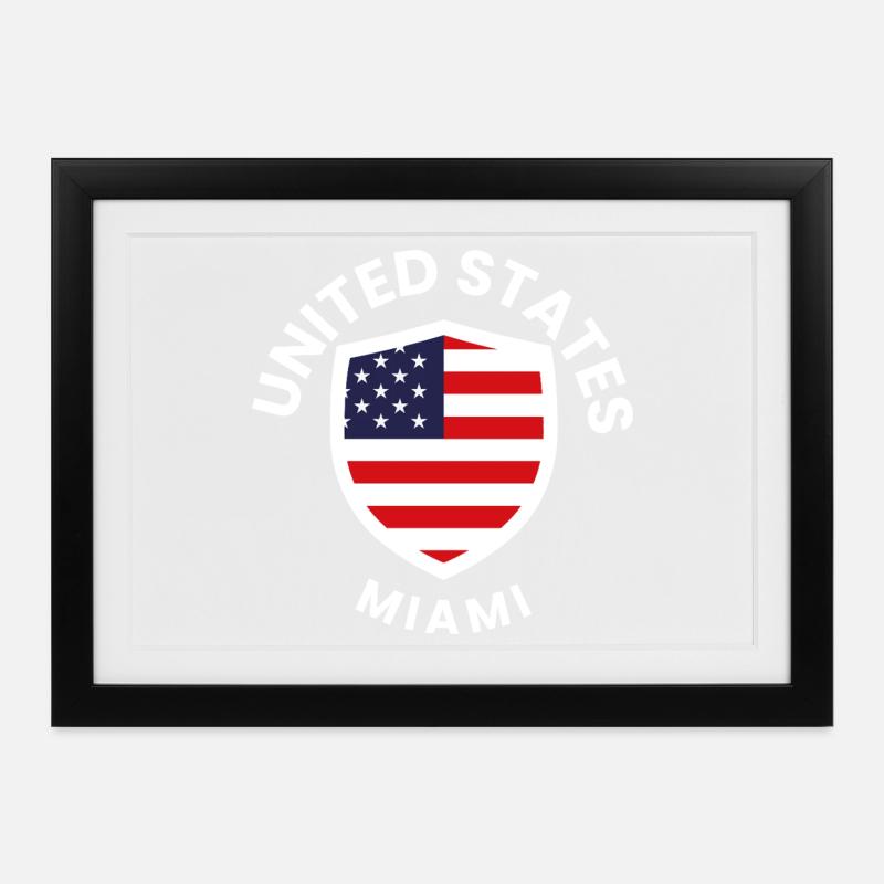 Bouclier du drapeau de Miami - Affiche encadrée (37 × 27 cm) - noir