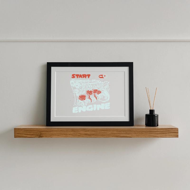 Start the engine, engine, engine Framed poster (37 × 27 cm)