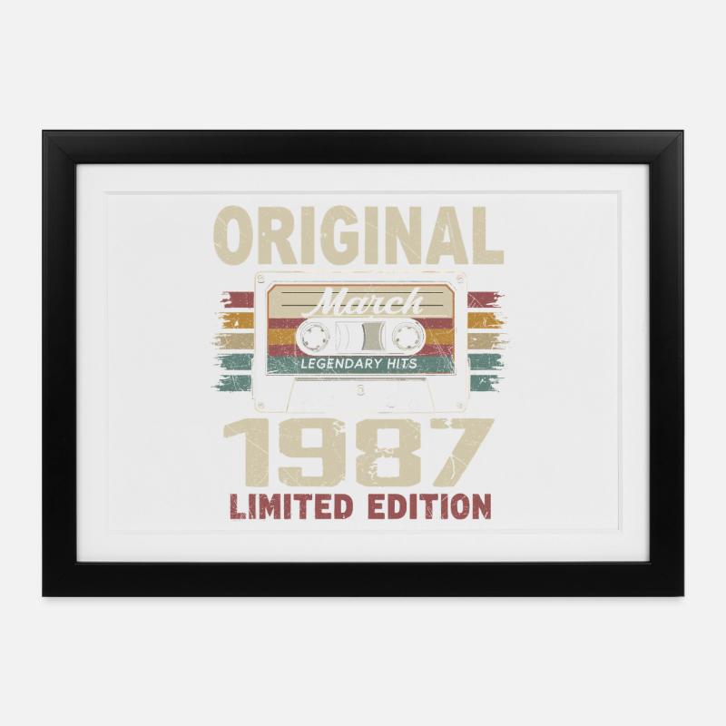Mars 1987 Vintage mars 1987 - Affiche encadrée (37 × 27 cm) - noir