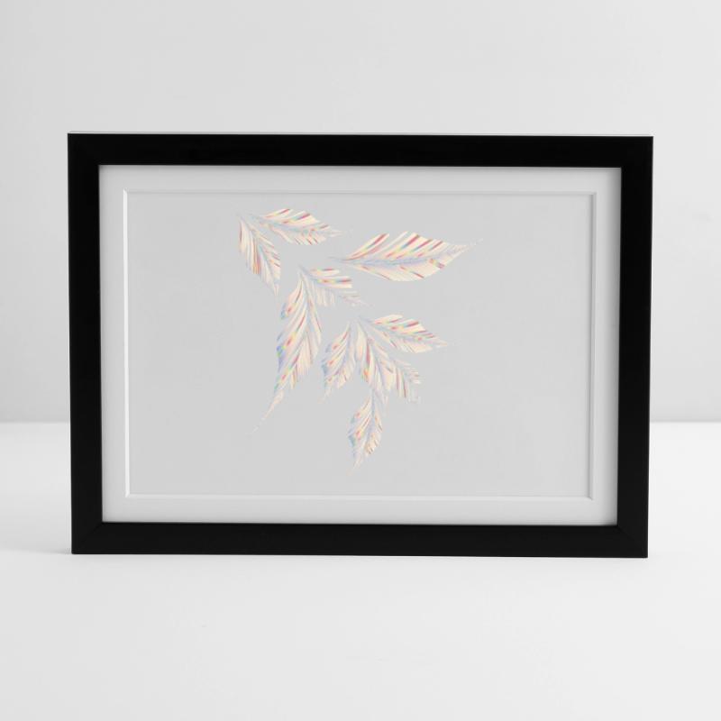 Delicately shimmering, feather-light leaf pattern Framed poster (37 × 27 cm)