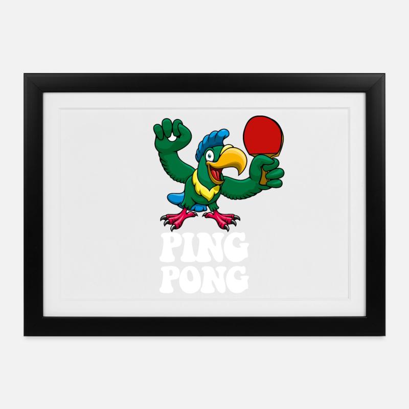 Ping Pong Champion Design Table Tennis and - Framed poster (37 × 27 cm) - black