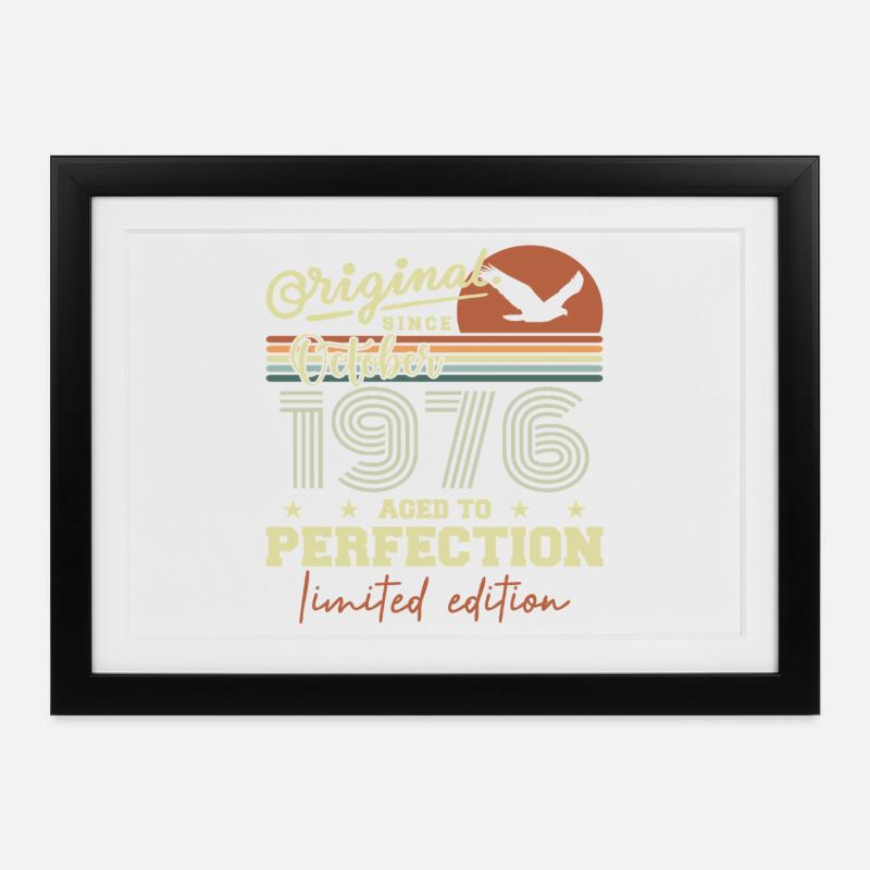1976 Octobre 1976 anniversaire octobre 1976 - Affiche encadrée (37 × 27 cm) - noir