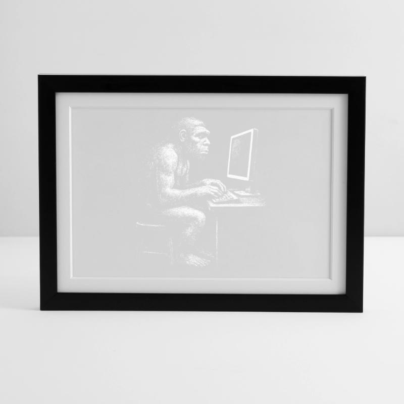 Digital Coder Homo Erectus Geschenk Gerahmtes Poster (37 × 27 cm)