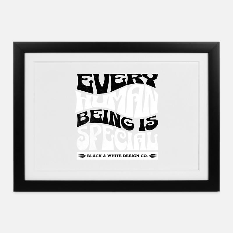 Every Human Being Is Special – Black & White - Gerahmtes Poster (37 × 27 cm) - Schwarz
