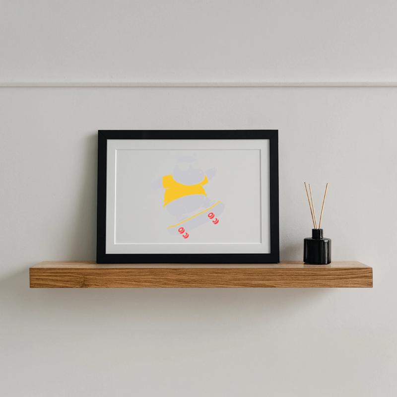 Cool Hippopotamus Skater Skateboard Vector Framed poster (37 × 27 cm)