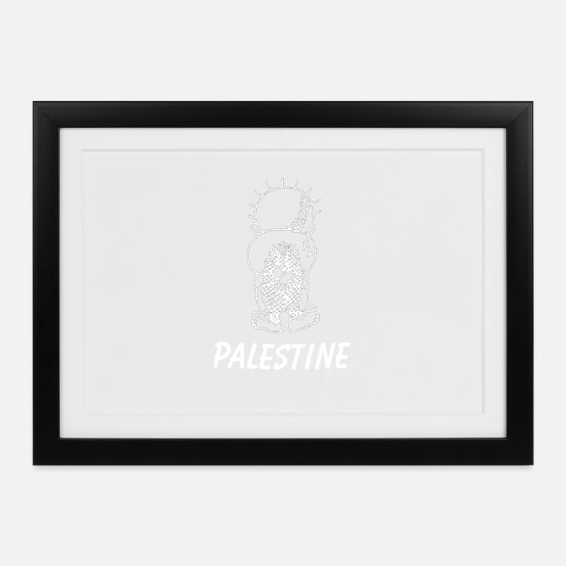 Handala looking to Palestine - Gerahmtes Poster (37 × 27 cm) - Schwarz