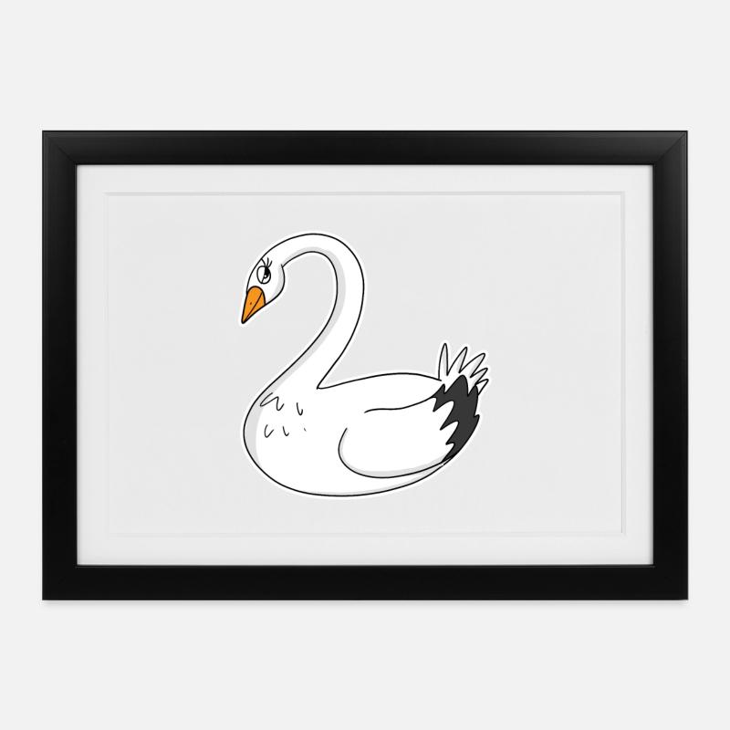 Swan - Framed poster (37 × 27 cm) - black