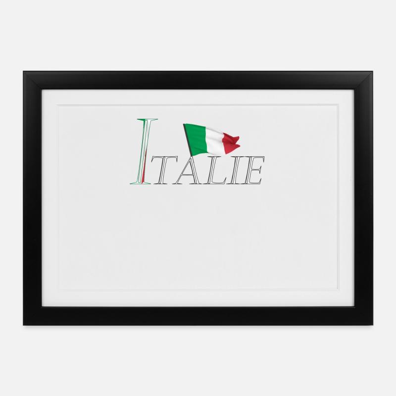 Élegant au Design Moderne avec le Drapeau Italien - Affiche encadrée (37 × 27 cm) - noir