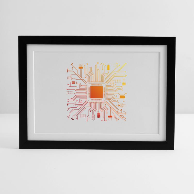 Tech Computer Motherboard Abstract Microchip Framed poster (37 × 27 cm)