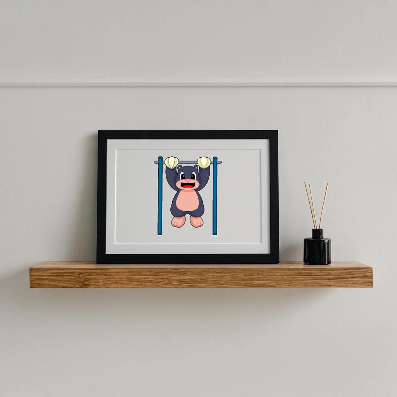 Mole Bodybuilder Pull-ups Bodybuilding Framed poster (37 × 27 cm)