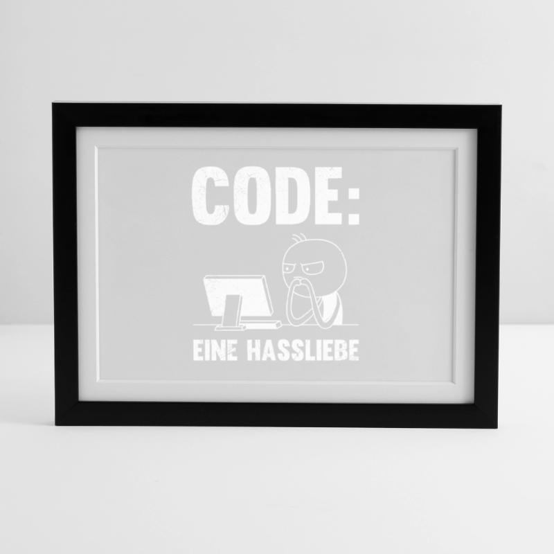 Coder CODE EINE HASSLIEBE LUSTIG Gerahmtes Poster (37 × 27 cm)