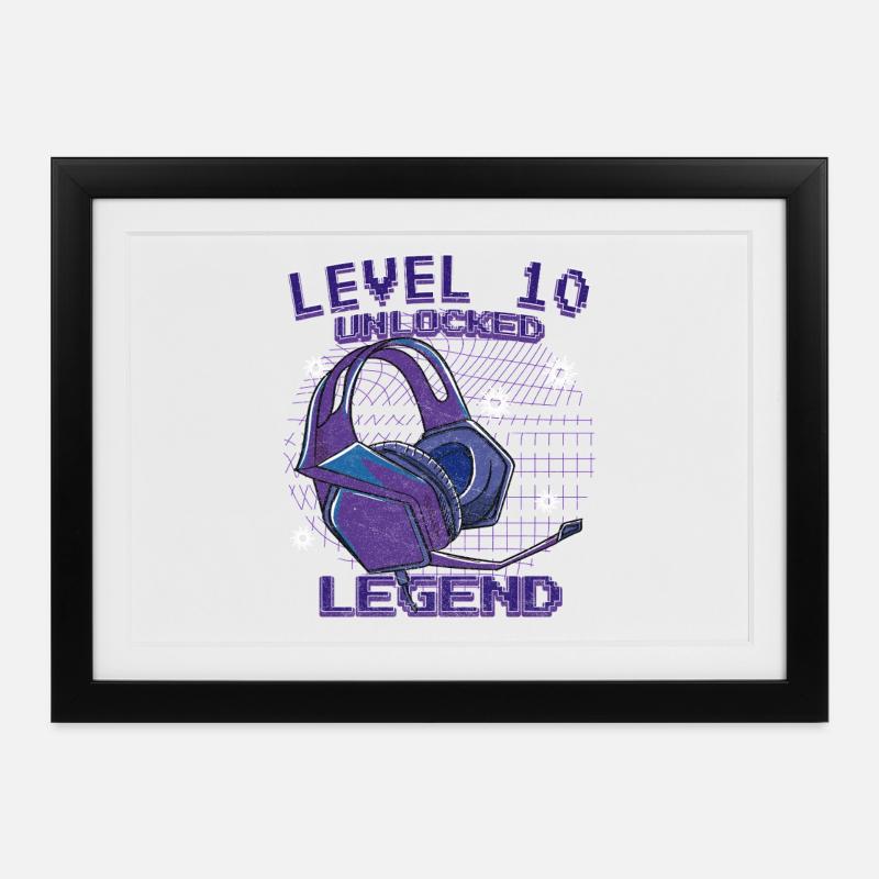 Level 10 Unlocked Legend - Gerahmtes Poster (37 × 27 cm) - Schwarz
