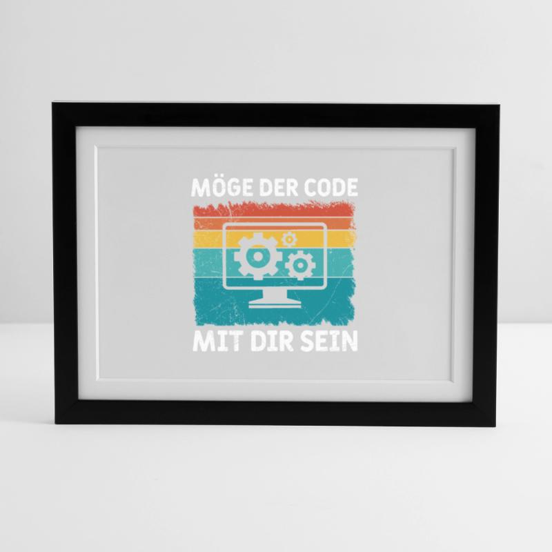 Nerd Computer MÖGE DER CODE MIT DIR SEIN LUSTIG Gerahmtes Poster (37 × 27 cm)