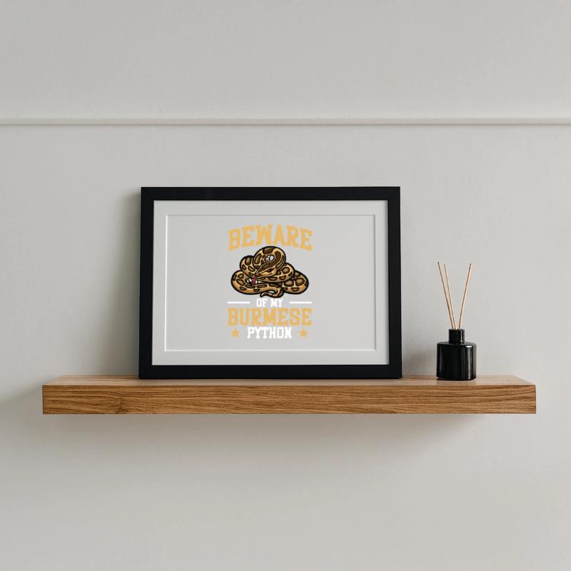  Burmese Python Plush Snake Lover Reptile Burmese Framed poster (37 × 27 cm)