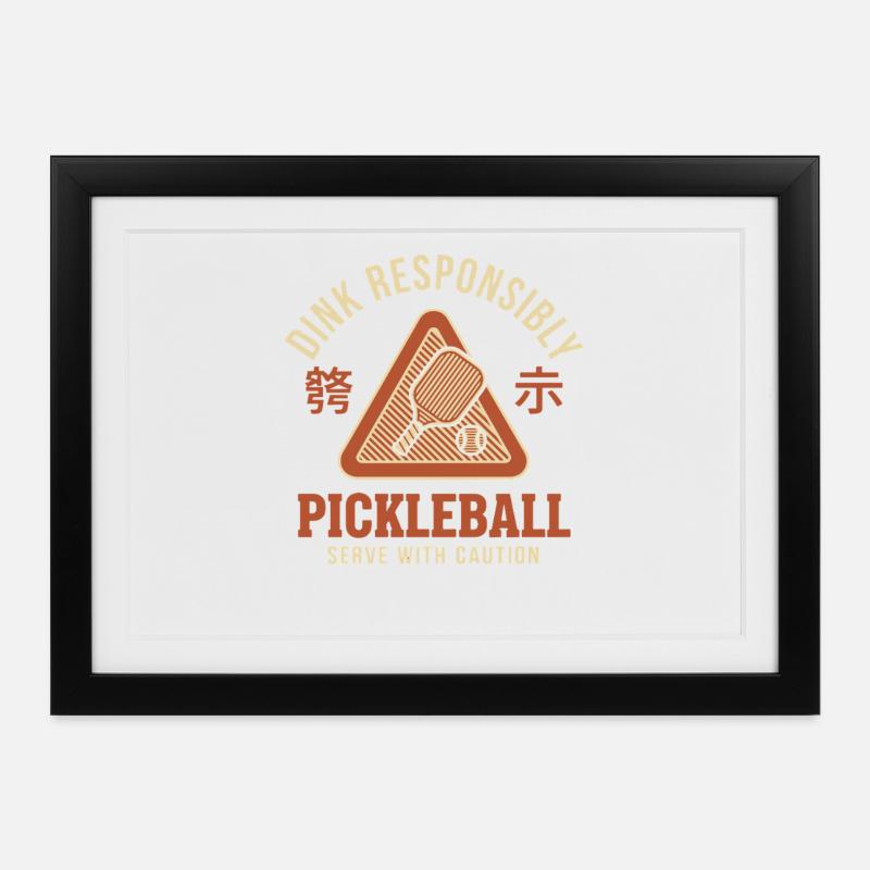 Pickleball Funny Player Dink Responsibly Caution - Framed poster (37 × 27 cm) - black