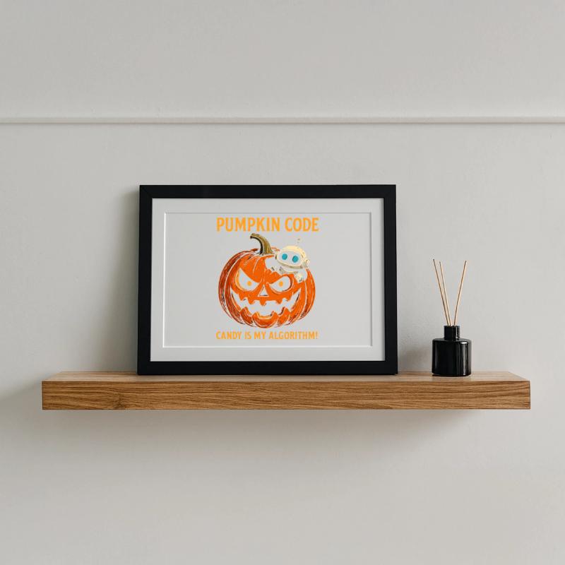 Pumpkin Code : Candy est mon algorithme ! Affiche encadrée (37 × 27 cm)