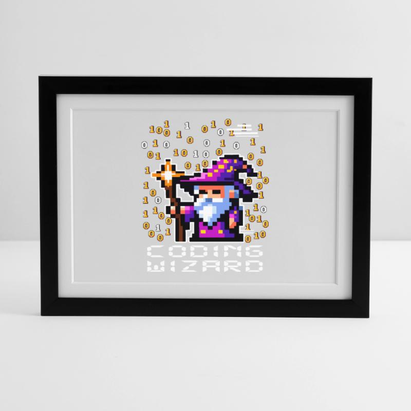 Wizard Pixel Code Framed poster (37 × 27 cm)