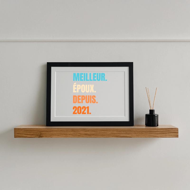 Bester Ehemann seit 2021 Geschenk-Ehemann Gerahmtes Poster (37 × 27 cm)