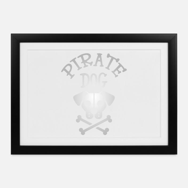 Piratenhund Schädel - Gerahmtes Poster (37 × 27 cm) - Schwarz