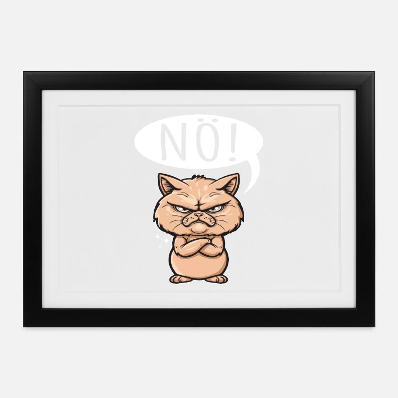 Something like nope - cat says no - Framed poster (37 × 27 cm) - black