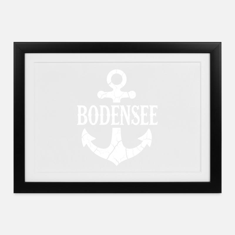 Bateau de vacances au lac de Constance - Affiche encadrée (37 × 27 cm) - noir