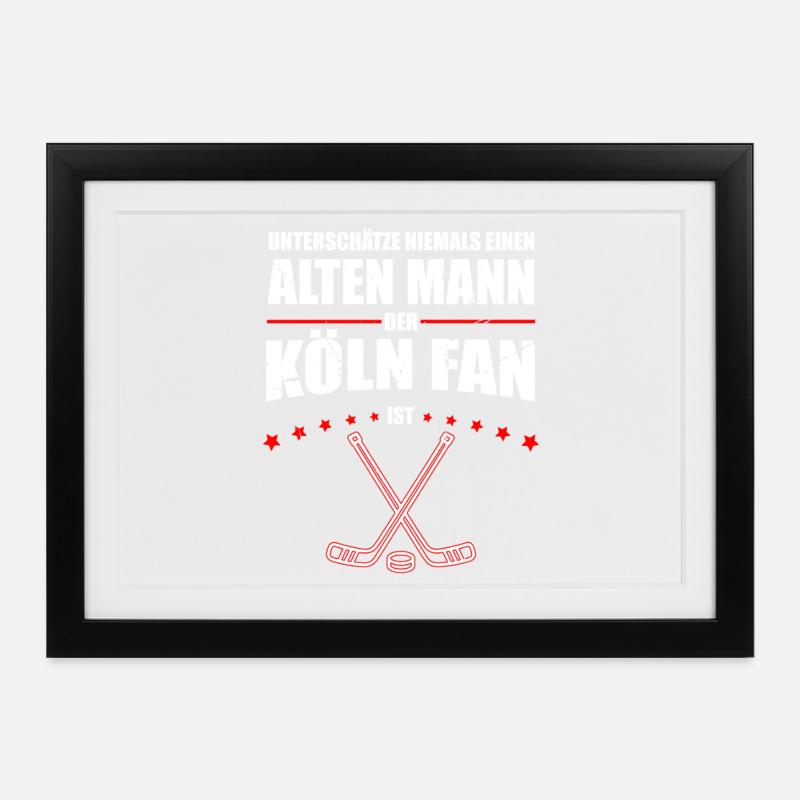 Alter Mann - Köln Eishockey Fan | Retro Vintage - Framed poster (37 × 27 cm) - black