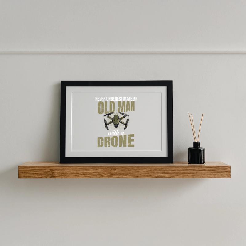 Drone Drones Pilot Drone Quadcopter Gift Framed poster (37 × 27 cm)