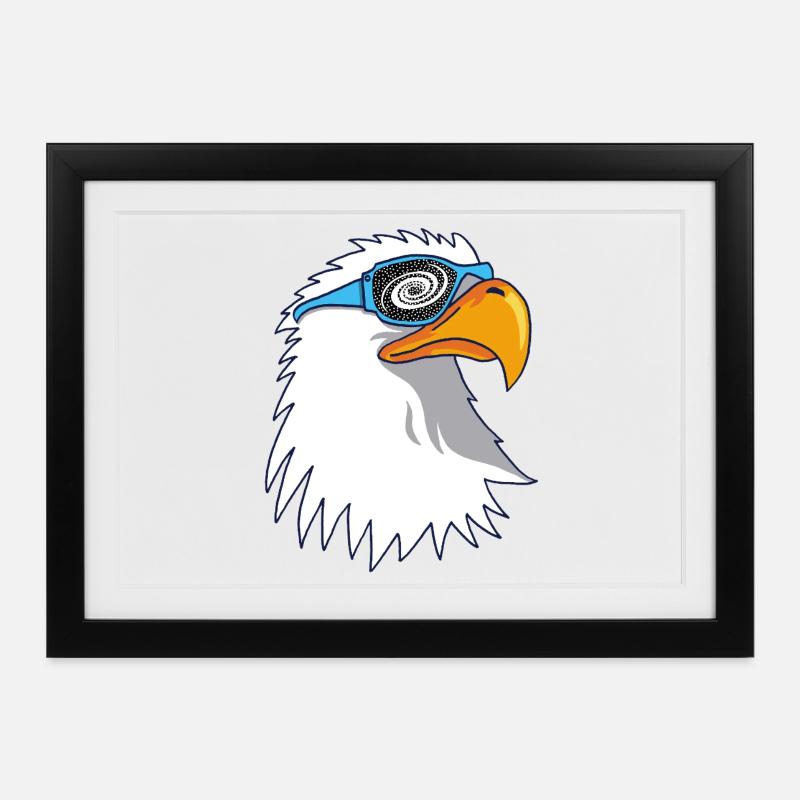Aigle et lunettes galactiques - Affiche encadrée (37 × 27 cm) - noir