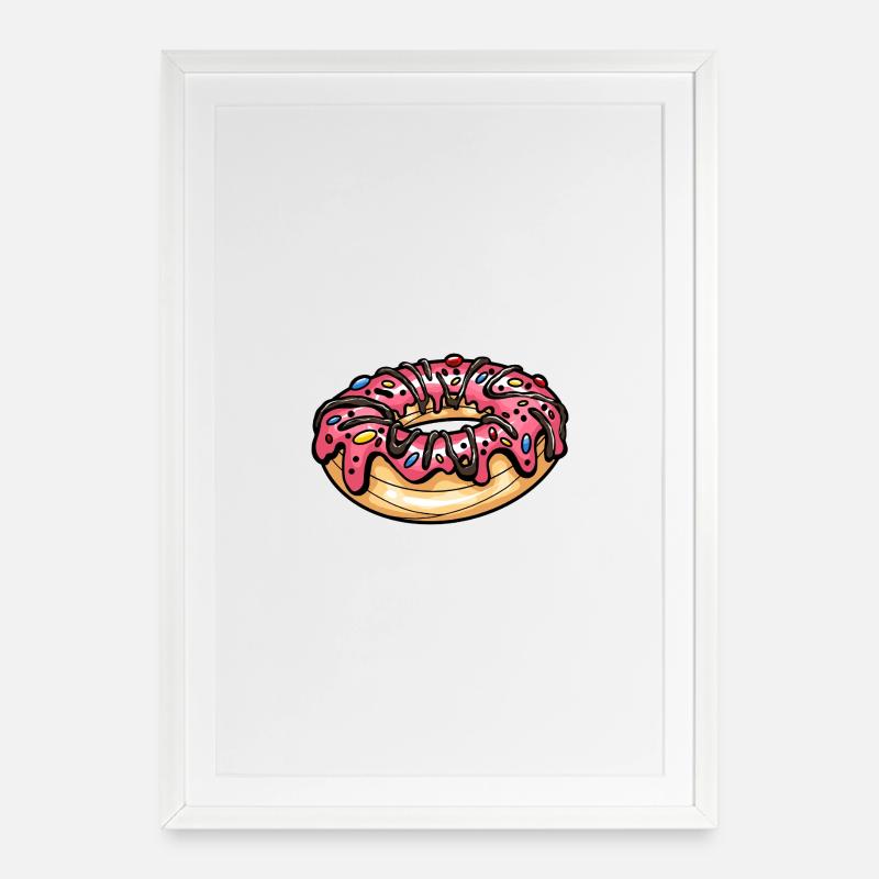Donut lecker Backwerk bunt - Gerahmtes Poster (49 × 69 cm) - Weiß