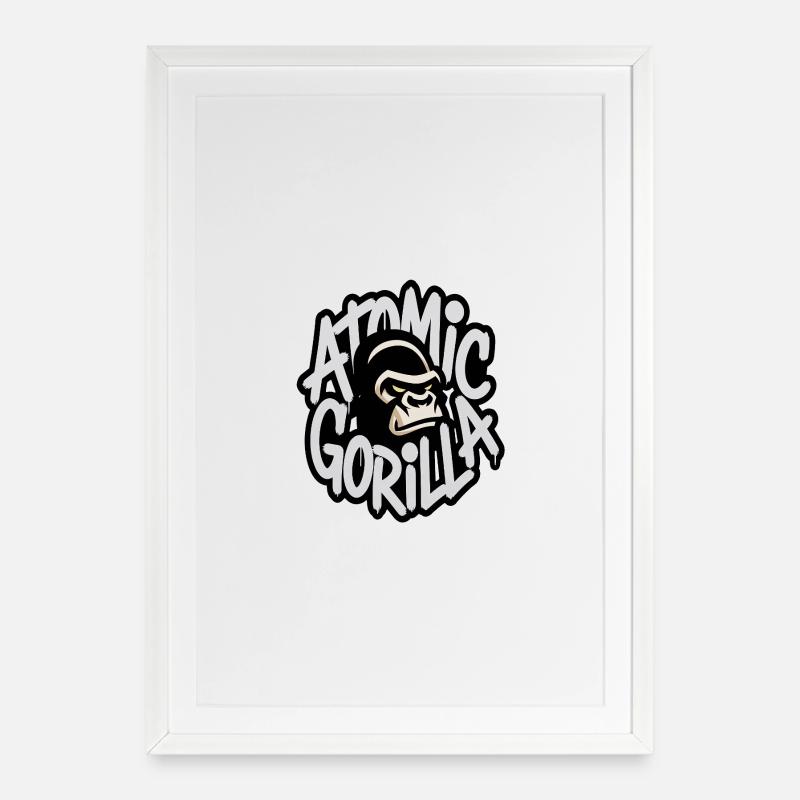 Emblème graffiti du gorille atomique - Affiche encadrée (49 × 69 cm) - blanc