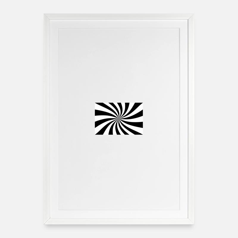 Hypnotic Black and White Spiral - Framed poster (49 × 69 cm) - white