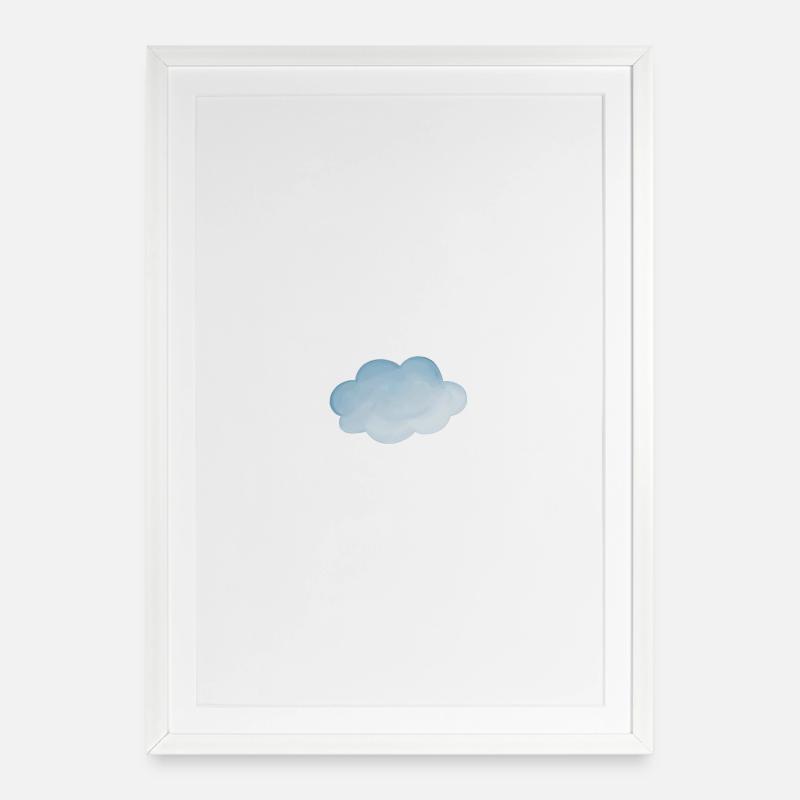 Temps nuageux bleu clair - Affiche encadrée (49 × 69 cm) - blanc
