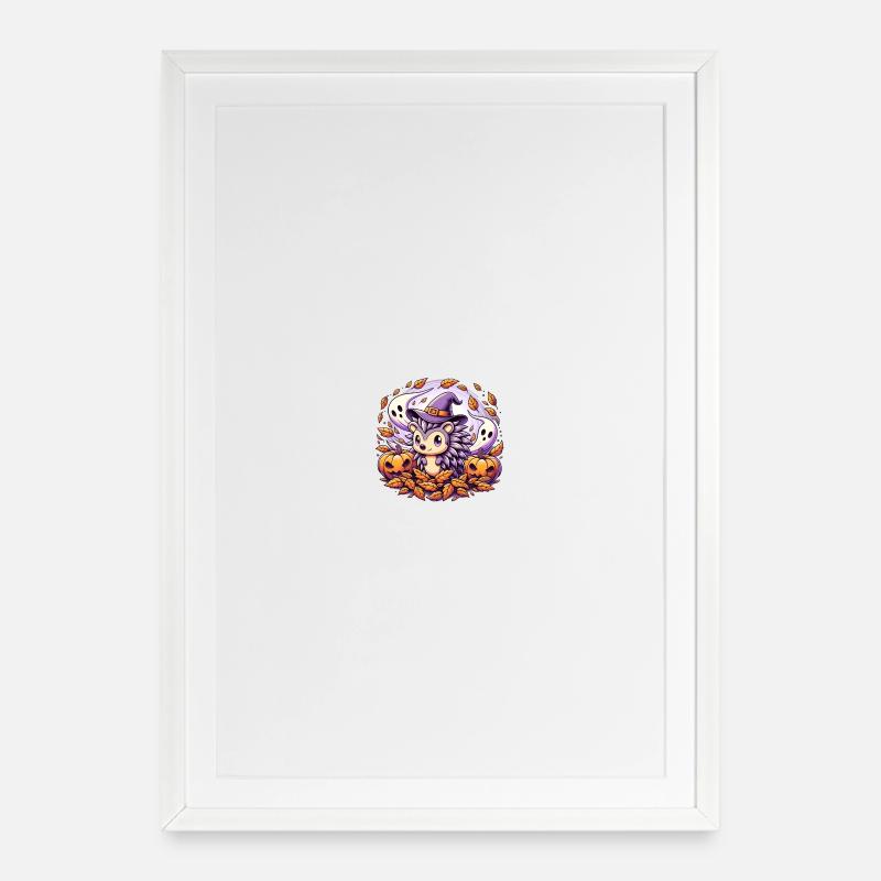 Hedgehog Halloween Ghosts - Framed poster (49 × 69 cm) - white