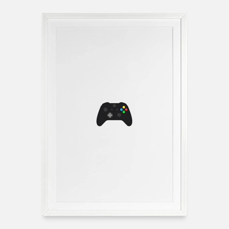 Dunkles Gamepad Neon-Knöpfe - Gerahmtes Poster (49 × 69 cm) - Weiß