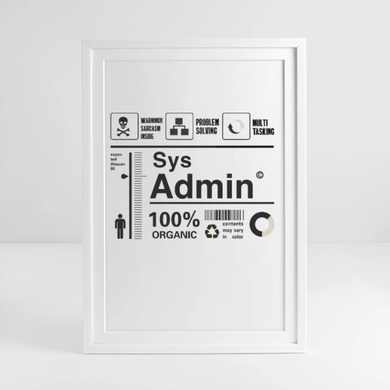 Sys Admin Penguin Computer Nerd pc Board cpu ner Framed poster (49 × 69 cm)
