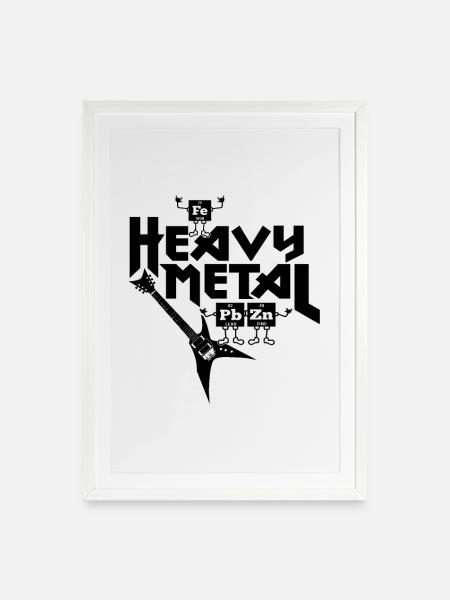 Heavy Metal Funny - Gerahmtes Poster (49 × 69 cm) - Weiß