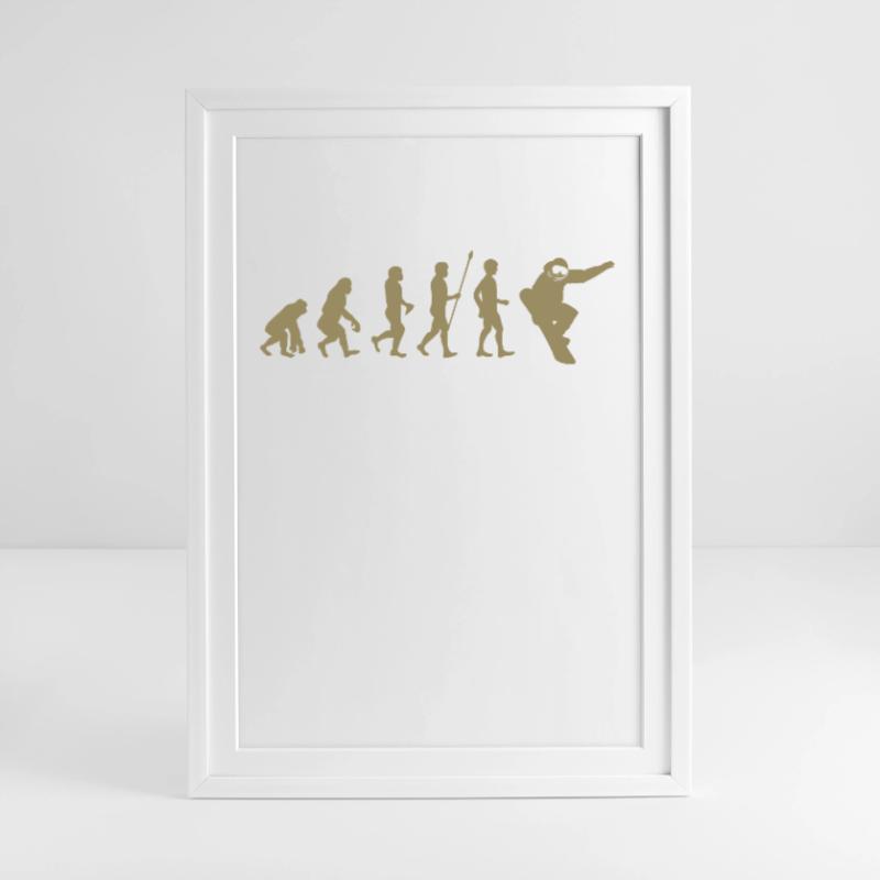 Snowboarder Evolution Geschenkidee Gerahmtes Poster (49 × 69 cm)