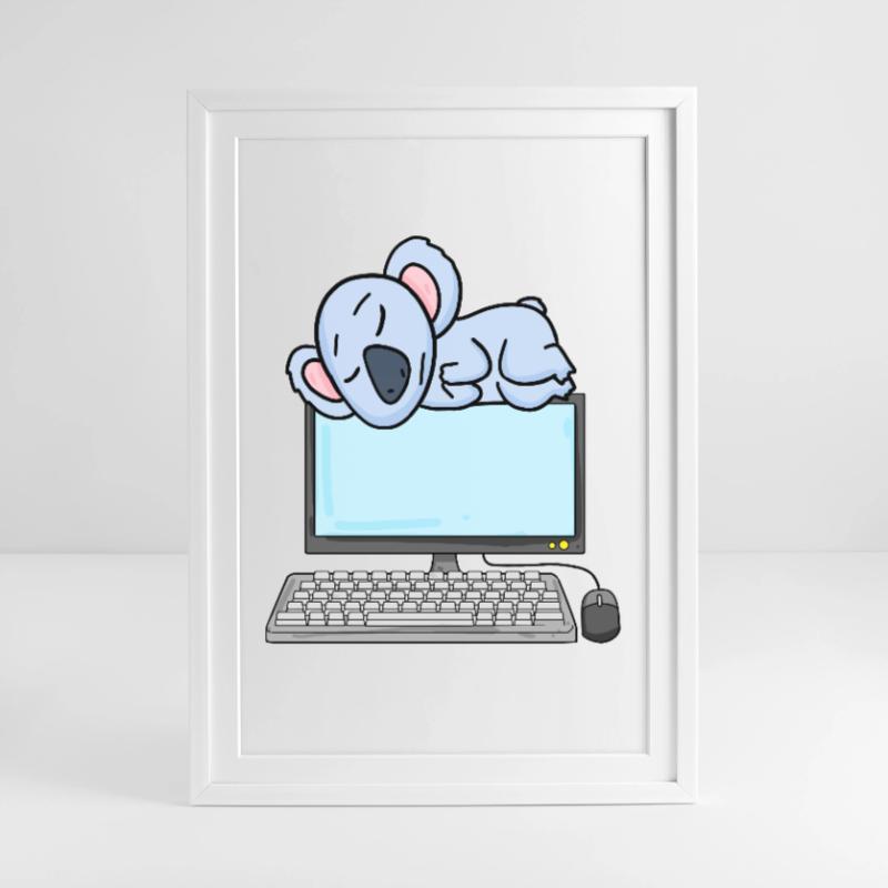 Koala Computer Nerd Programmierer Geschenk Gerahmtes Poster (49 × 69 cm)