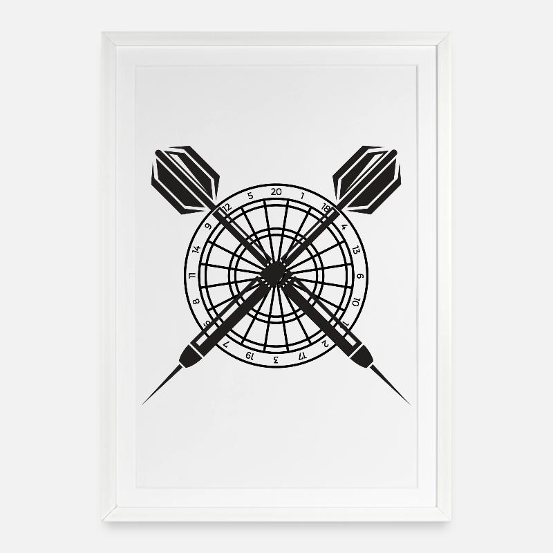 Fléchettes croisées - Affiche encadrée (49 × 69 cm) - blanc