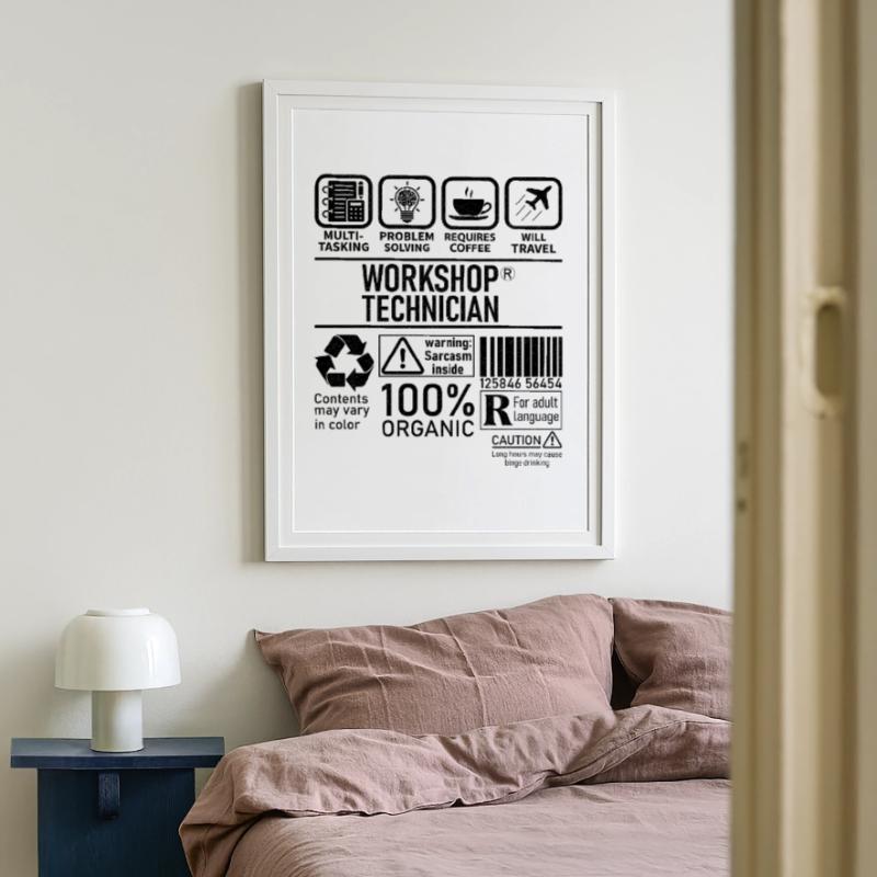 Workshop Technician multi tasking problem solving Gerahmtes Poster (49 × 69 cm)