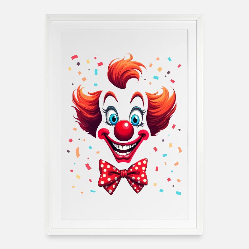 Frecher Clown mit Konfetti Design - Gerahmtes Poster (49 × 69 cm) - Weiß