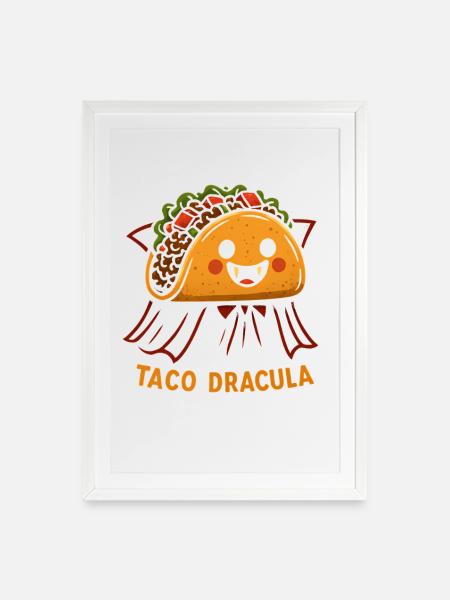 Taco Dracula Maskottchen - Gerahmtes Poster (49 × 69 cm) - Weiß
