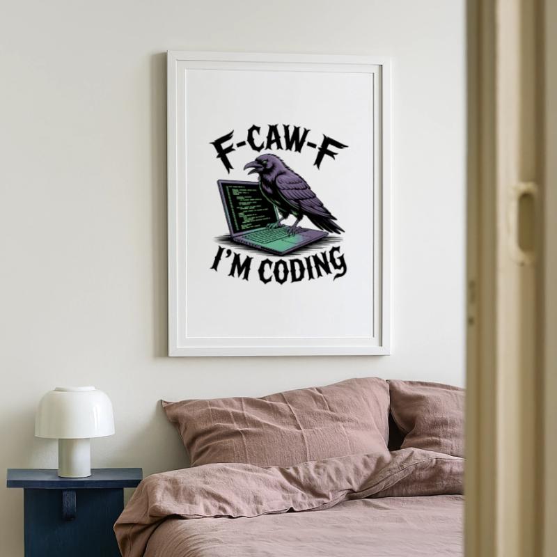 RabenCoder : Code Raven sur l’ordinateur portable Affiche encadrée (49 × 69 cm)