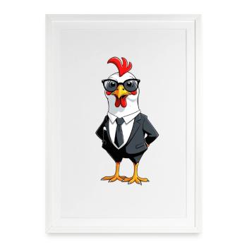 Anzughuhn: Business Chic - Gerahmtes Poster (49 × 69 cm) - Weiß - Vorne