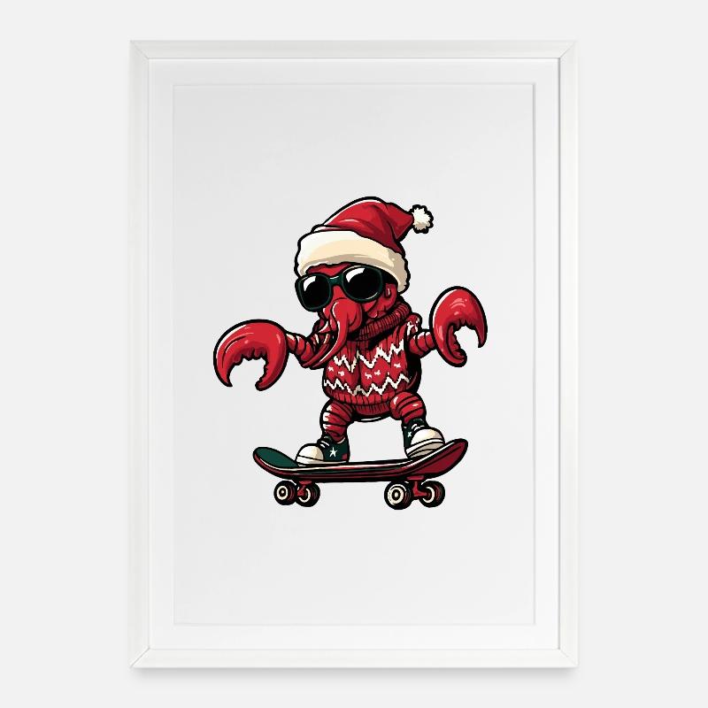 Lobster Crab Christmas Funny - Framed poster (49 × 69 cm) - white